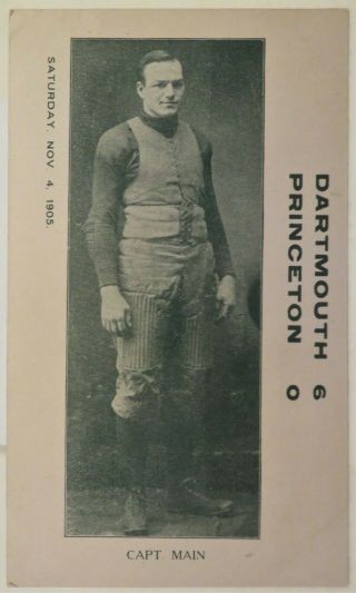 1905 Dartmouth University Captain David Main Football Postcard Printed