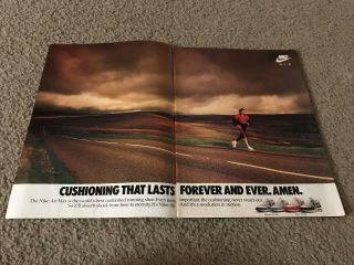 Vintage 1980s Nike Air Max Running Shoes Poster Print Ad " Revolution In Motion "