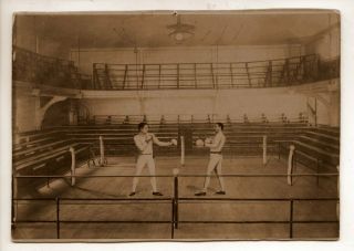 Exceptional 19th Century Boxing Photo Realistic Faces & Gym Cardboard Mount