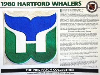 1980 Hartford Whalers Willabee & Ward Nhl Throwback Hockey Team Logo Patch Card