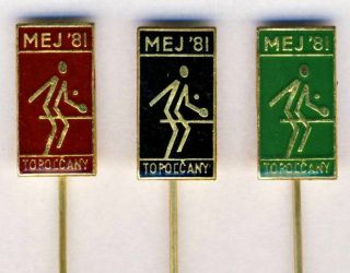 1982 European Table Tennis Junior Championships Set Of 3 Pins Badges Ping Pong