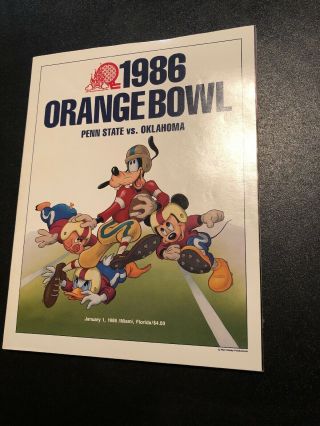 1986 Orange Bowl Program Penn State Nittany Lions Vs Oklahoma Sooners