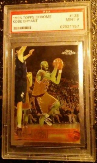 Kobe Bryant Rookie Card 1996 Topps Chrome 138 Authenticated & Graded Psa 9