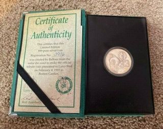1993 Larry Bird Limited Edition.  999 Pure Silver Tribute Coin By Balfour - Rare