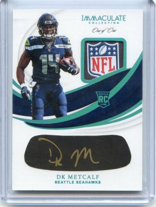 2019 Panini Immaculate Dk Metcalf Nfl Shield Logo Jersey Rc Patch Auto Rpa 1/1