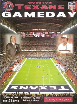 Houston Texans V Dallas Cowboys 2002 Gameday Program Texans Inaugural Game