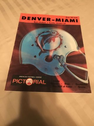 1968 Denver Broncos Vs Miami Dolphins American Football League Program Guide