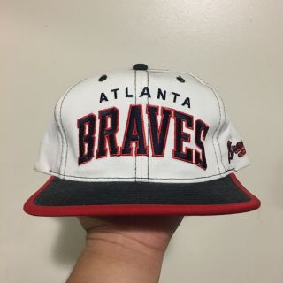 Vintage Atlanta Braves Starter Arch Snapback Hat Cap Rare Mlb
