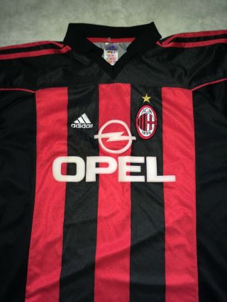 Vintage Adidas 2001 - 2002 Ac Milan Acm Home Jersey Opel Men 