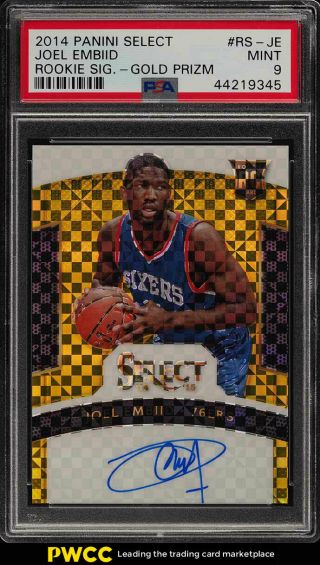 2014 Select Signatures Gold Prizms Joel Embiid Rookie Rc Auto /10 Psa 9 (pwcc)
