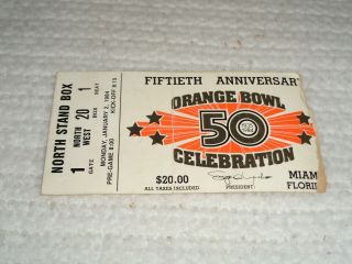 1984 Miami - Nebraska College Football Orange Bowl 50th Anniversary 1/2/84 Ticket 2