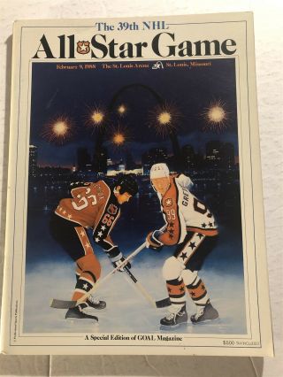 1988 Nhl All Star Game Program St Louis Arena Wayne Gretzky Mario Lemieux 39th