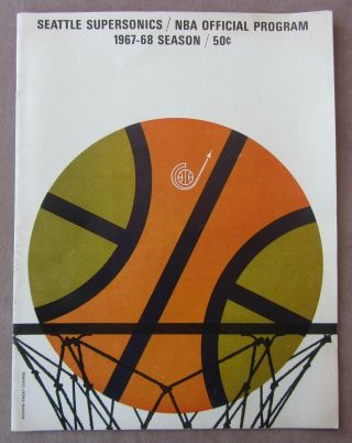 1967 Philly 76ers @ Supersonics Program Inaugural Season 6th Game For Seattle