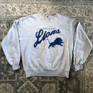 Vintage Detroit Lions Sweatshirt Large By Champion Nfl Gray Football 1995
