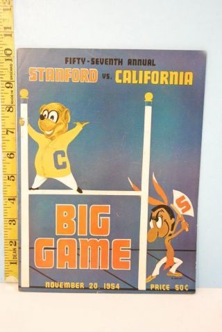 1954 Stanford Vs California Big Game College Football Program Nov.  20