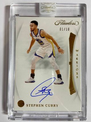 2018 - 19 Panini Flawless Encased Vs.  Signatures Auto Gold : Stephen Curry 01/10