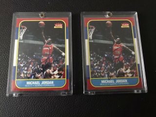 2 1986 - 87 Fleer Michael Jordan Rp Card W/authentic On Card Blue Auto