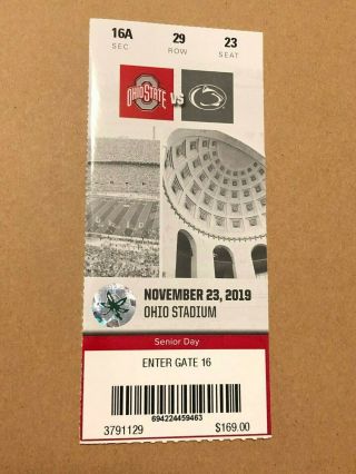 2019 Ohio State Vs.  Penn State Football Ticket Stub
