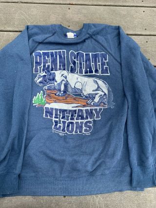 Vintage Penn State Nittany Lions Crewneck Sweatshirt Size Xl 80s 90s Blue Usa