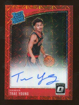 2018/19 Panini Optic Trae Young Red Mojo Choice Auto Autograph On Card
