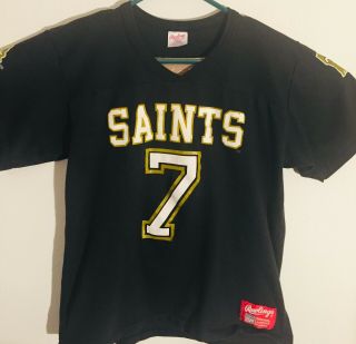 Rawlings Mens Vtg Orleans Saints 7 Tshirt Single Stitch Made In Usa Sz L