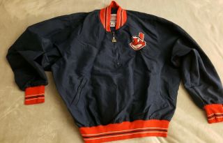 Vintage Cleveland Indians Mlb Chief Wahoo Starter Jacket Mens Large L Pullover