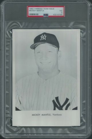 1962 York Yankees Team Issue Mickey Mantle Psa 3 Master Set Registry Low Pop