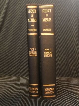 1948 Timoshenko Strength Of Materials Part 1 & 2 Vintage Engineering Books