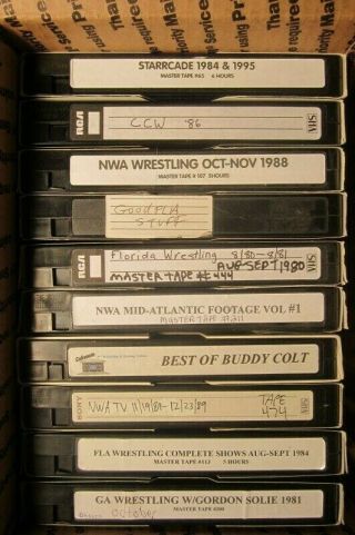 10 Vhs Tapes Marked Wrestling (as Blanks) Fl,  Mid Atlantic,  Nwa Buddy Colt