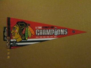 Nhl Chicago Blackhawks Vintage 6 - Time Stanley Cup Champions Roll It & Go Pennant