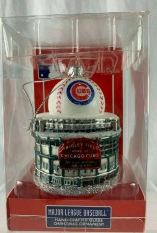 Rare - 2016 Chicago Cubs Wrigley Field Ornament Kurt S Adler Hand Blown Glass
