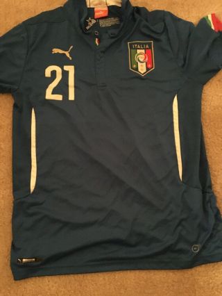 Pirlo Puma Men’s Italy Authentic Player Edition Jersey Shirt Maglia Italia Small