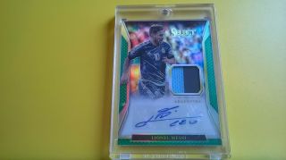 Panini Select Soccer 2016/17 Lionel Messi Green Jersey Autograph 3/5