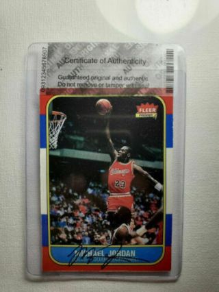 1986 Fleer Michael Jordan Autographed Rookie Card 57 Chicago Bulls Basketball