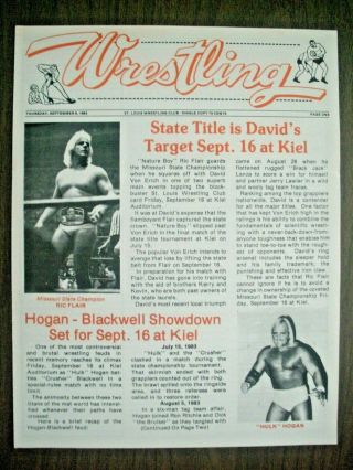 St Louis Wrestling 9/16/83 Mo.  Title - Flair Vs David Hogan Vs Crusher " D "