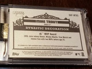 2019 TOPPS DYNASTY MIKE TROUT 3 COLOR PATCH AUTO 7/10 GAME DAP - MTR5 2