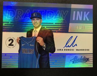 Luka Doncic 2018 - 19 Panini Absolute Draft Day Ink Level 2 Rc Auto Sp Rare 03/25
