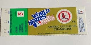 1985 World Series “game 5” Ticket Stub Busch Stadium Cardinals / Royals