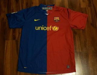 Nike Fc Barcelona Unicef Futbol Soccer Jersey Men’s Size Xl Red Blue Split