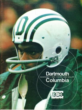 1970 (nov.  7) College Football Program,  Columbia @ Dartmouth Good