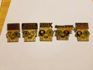 Set Of 5 Vintage Starline Dallas Cowboys Nfl Bowl Lapel Pins
