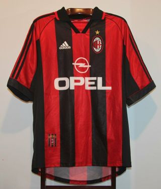 Adidas 1998 - 00 Ac Milan Home Football Shirt Soccer Jersey Size Adult Xl