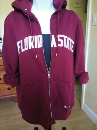 Fsu Nike Florida State Seminoles M Garnet Zip Up Hoodie Sweater Medium