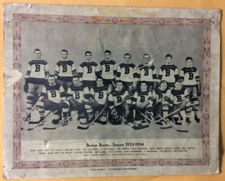1933 - 34 Ccm Skates Hockey Team Photo Boston Bruins & Providence Red