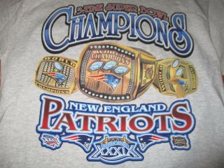 England Patriots 3 - Time Champions (lg) T - Shirt Bowl Rings Tom Brady