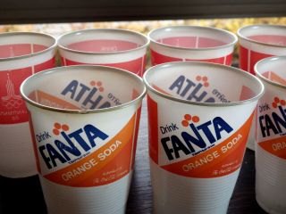 Ussr Soviet Russian Coca Cola Fanta Set Of 7 Cups Moscow Olympic Games 1980