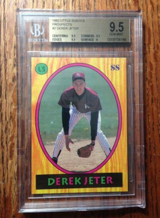 1992 Little Sun High School Prospects Derek Jeter Rookie Rc 2 Bgs 9.  5