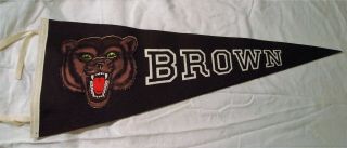 Rare Vintage Brown University Brown Bear Full Size Pennant,  Ivy League,  Football