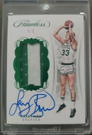 Larry Bird 207 - 18 Panini Flawless Emerald Autograph Patch /5 Auto Celtics Hof