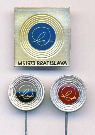 1973 World Figure Skating Championships Three Pins Badges Bratislava